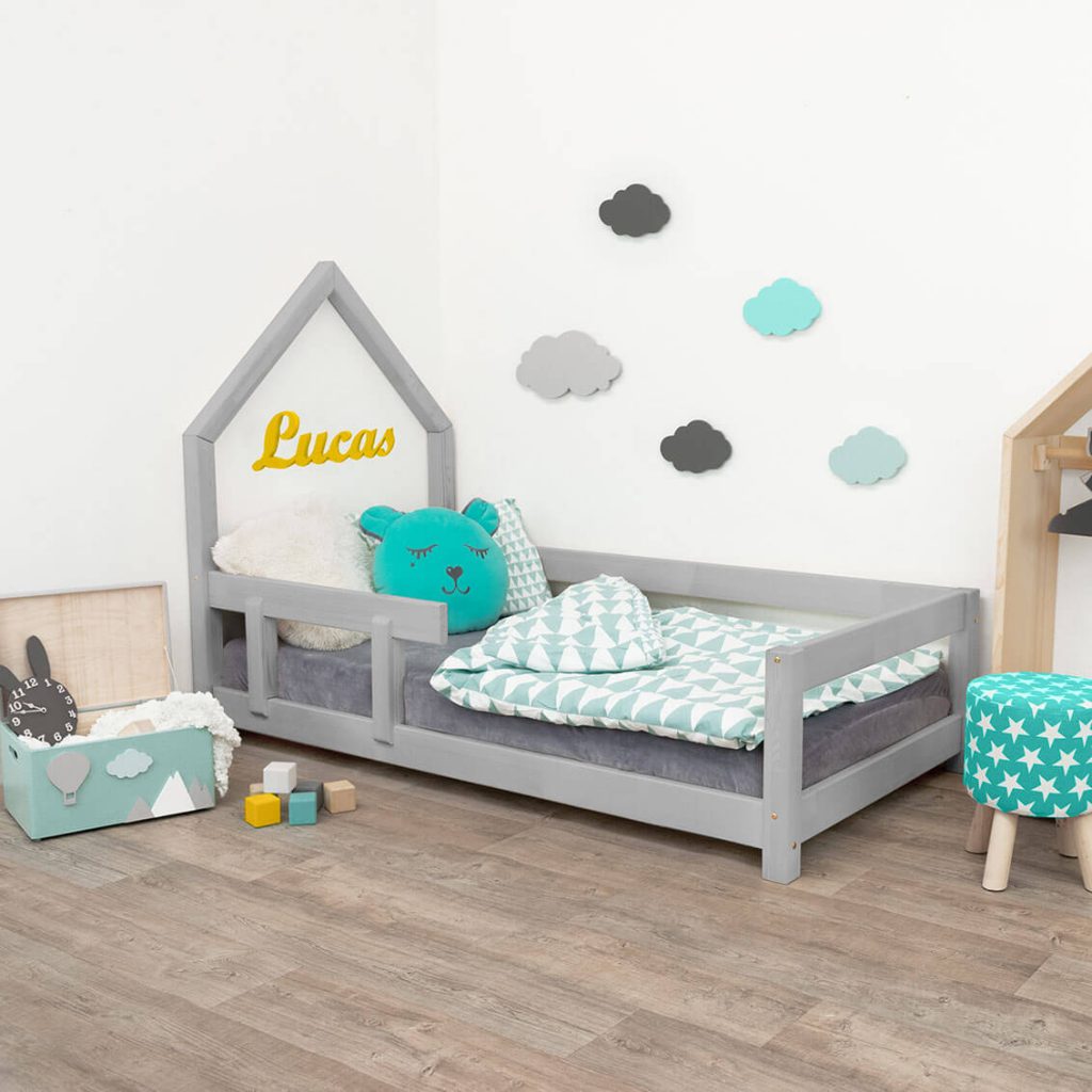 Kinder Hausbett 120x200 grau 90x200 - Hausbett 90x200 mit Rausfallschutz - Hausbett 80x160 Kinder Hausbett 120x200 grau 90x200 - Hausbett 90x200 mit Rausfallschutz - Hausbett 80x160