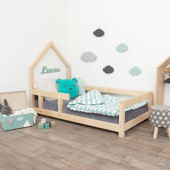 Kinder Hausbett 90x200 mit Rausfallschutz - Hausbett 120x200 - Hausbett Natur Hausbett 80x200 Hausbett 80x160