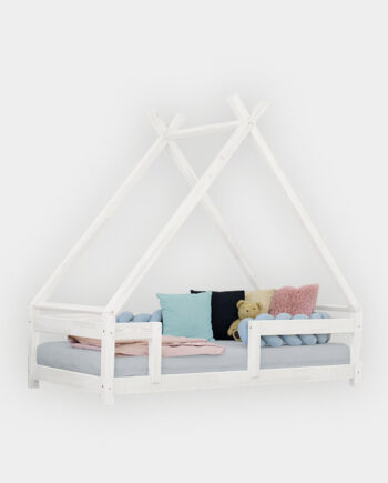 Kinderbett Tipi Bett 90x200 TAHUKA weiss Kinderbett Zelt