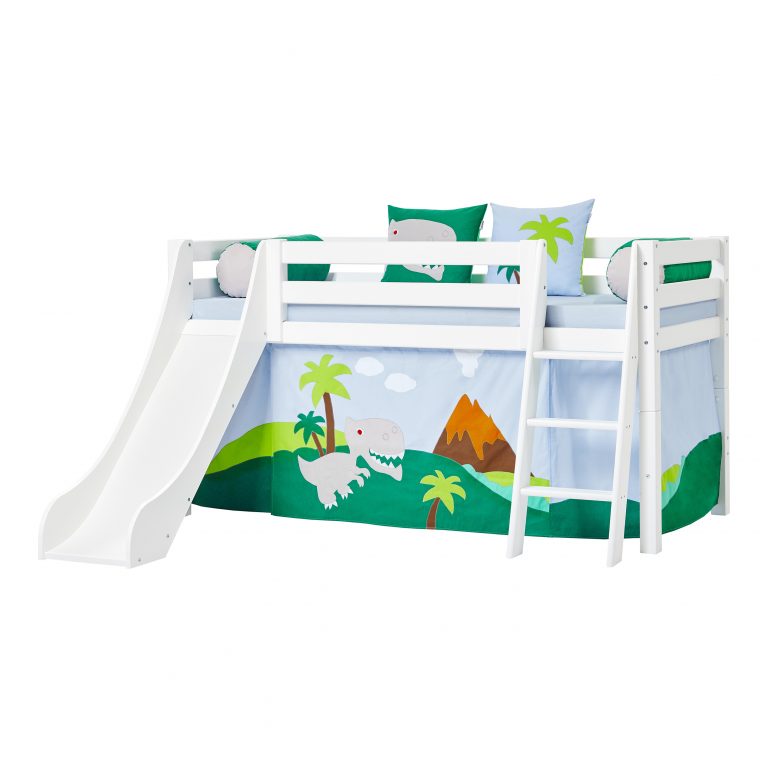 Halbhohes Hochbett mit Rutsche