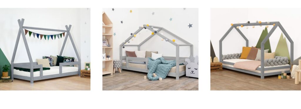 Hausbett Grau Kinderbett mit Dach Hausbett Grau Kinderbett mit Dach