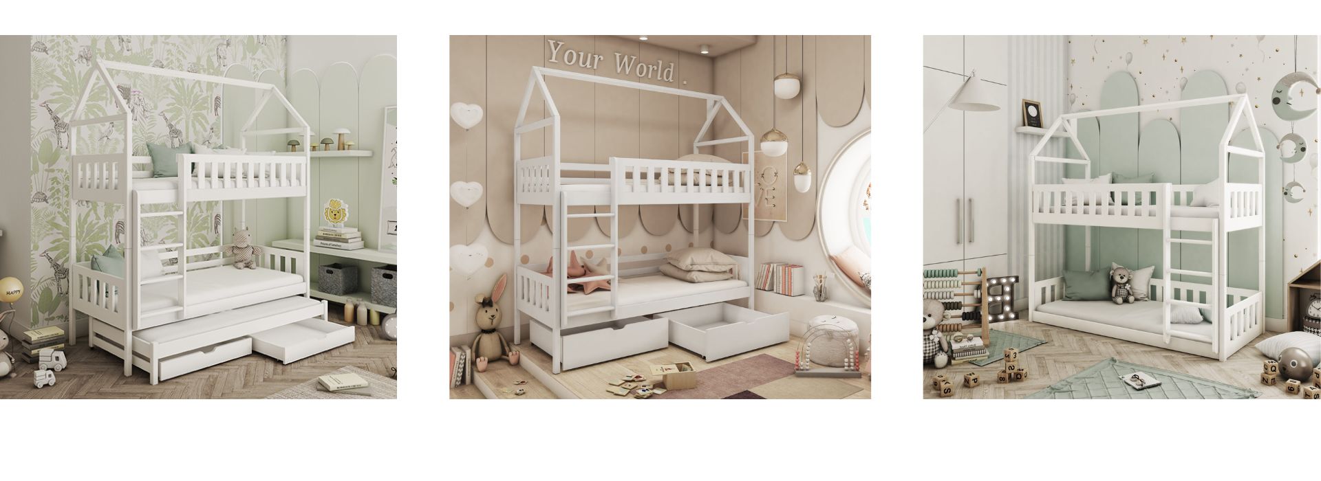 Etagenbett Haus Ideen - Etagenbett 90x200 - Etagenbett Weiß 90x200 - Etagenbett mit Lattenrost - Montessori Etagenbett